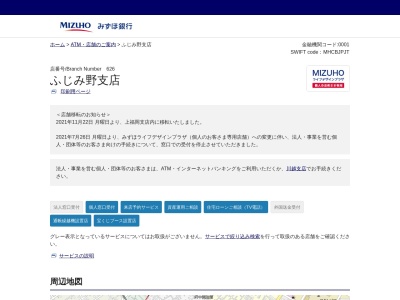 ランキング第8位はクチコミ数「6件」、評価「2.04」で「みずほ銀行 ふじみ野支店」