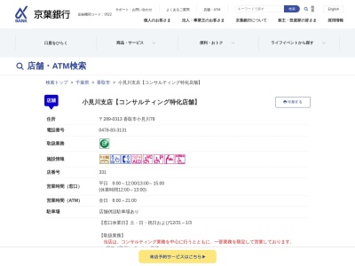 京葉銀行 小見川支店(日本、〒289-0313千葉県香取市小見川78)