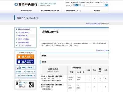 ランキング第9位はクチコミ数「0件」、評価「0.00」で「静岡中央銀行ATM」