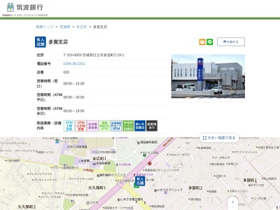 筑波銀行多賀支店(茨城県日立市多賀町2-19-1)
