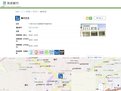 筑波銀行藤代支店(茨城県取手市藤代553)