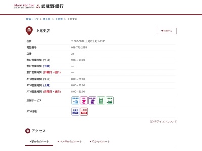 武蔵野銀行上尾支店(埼玉県上尾市上町1-2-30)