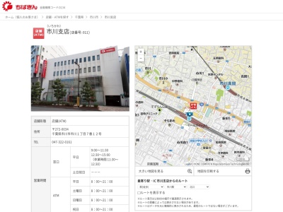 千葉銀行市川支店(千葉県市川市市川1-7-12)
