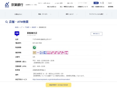 京葉銀行新船橋支店(千葉県船橋市山手1-3-7)