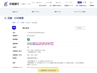 京葉銀行流山支店(千葉県流山市平和台4-35-2)
