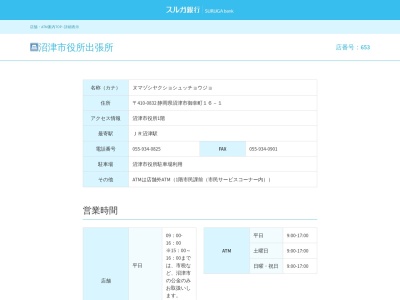 スルガ銀行沼津市役所出張所(静岡県沼津市御幸町16-1)