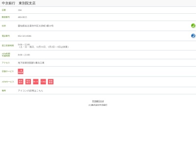 中京銀行東別院支店(愛知県名古屋市中区大井町3-19)
