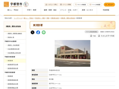 宇都宮市東消防署(栃木県宇都宮市中今泉5-37-16)