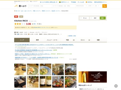 ランキング第3位はクチコミ数「0件」、評価「0.00」で「Kitchen RICO」