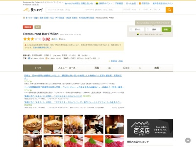 ランキング第5位はクチコミ数「0件」、評価「0.00」で「Restaurant Bar Philan（レストランバー フィラン）」