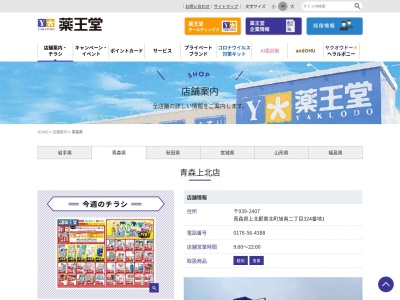 薬王堂 青森上北店(日本、〒039-2407青森県上北郡東北町旭南二丁目324番地1)