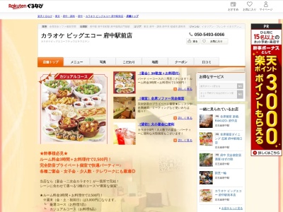 カラオケビッグエコー府中駅前店(東京都府中市宮西町1-3-3 Bビル3F)