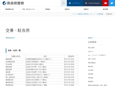 弘前警察署桝形交番のクチコミ・評判とホームページ