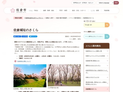 城南堤桜並木(日本、〒285-0017千葉県佐倉市城内町)