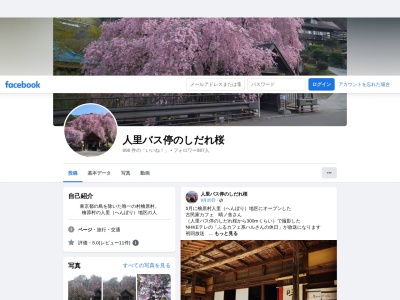 人里バス停のしだれ桜(日本、〒190-0222東京都西多摩郡檜原村人里)