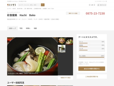 ランキング第5位はクチコミ数「0件」、評価「0.00」で「彩食健美hachi baco」